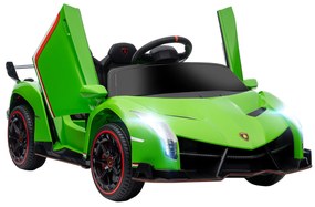 HOMCOM Mașinuță Electrică pentru Copii cu Uși Tip Fluture, Baterie Portabilă și Claxon, pentru Copii de 3-6 Ani, 111x61x45 cm, Verde | Aosom Romania