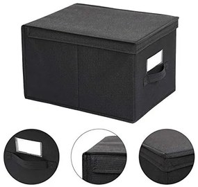 Set 3 cutii depozitare pliabile, Songmics, Negru, 40x30x25 cm