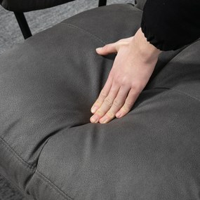 HOMCOM Fotoliu de relaxare cu șezlong, fotoliu cu taburet, spătar reglabil; Microfibră, Gri închis | Aosom Romania