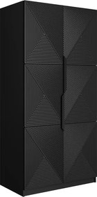 Dulap Asha 100 cm și mânere metalice - negru mat / mânere negre