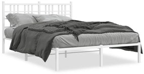 376371 vidaXL Cadru de pat metalic cu tăblie, alb, 120x200 cm