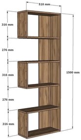 Biblioteca  Nebu, Stejar, 52x150x20 cm