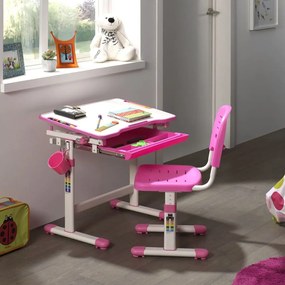 442701 Vipack Birou reglabil pentru copii „Comfortline 201” cu scaun, roz/alb