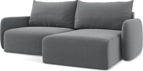 Colțar gri extensibil/cu spațiu de depozitare cu tapițerie din catifea (cu colț pe partea dreaptă/cu șezlong) Kalena – Makamii