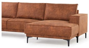 Colțar maro coniac cu tapițerie din imitație de piele (colț pe partea dreaptă) Copenhagen – Scandic