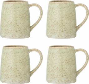 Set 4 căni din ceramică, multicolor, fond crem cu tonuri calde, glazură reactivă cu nuanțe unice, 10 x 9 cm, „Winnie”