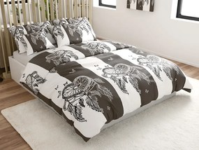 Set lenjerie cocolino TIRSO alb-gri + cearsaf Cocolino microplus cu elastic SOFT 180x200 cm alb, pat dublu