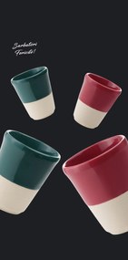 Set Cadou 4 Pahare Ceramica Arhitect Glaze Sarbatori (2 Pahare Rosii 200ml, 2 Pahare Verzi 200ml)