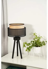 Lampă de masă WOOD Duolla BOHO 1xE27/15W/230V d. 25 cm negru/bej