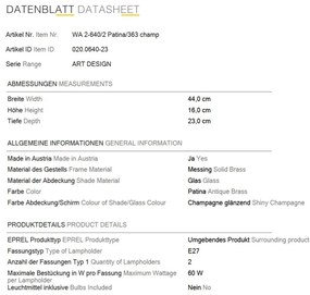 Aplica de perete realizata manual design rustic ARTDESIGN, patina/ champagne