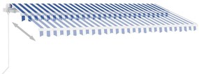 Copertina retractabila manual, albastru alb, 400x300 cm Albastru si alb, 400 x 300 cm