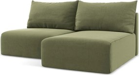 Colțar verde extensibil/cu spațiu de depozitare cu tapițerie din catifea (cu colț pe partea dreaptă/cu șezlong) Kalena – Makamii