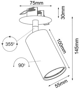 Brosline 3254 - Spot încastrat ACE, 1x GU10/10W/230V, negru