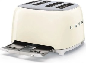 Prăjitor de pâine SMEG 50's Style TSF03CREU, 2000 W, 4 felii, 6 niveluri, Tava pentru firimituri, Cablu integrat, Oțel inoxidabil, Culoare crem