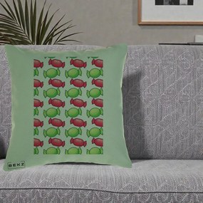 Perna Decorativa Bomboane Craciun Pattern, 40x40 cm, Verde, Husa Detasabila, Perna Inclusa, BEKZ®