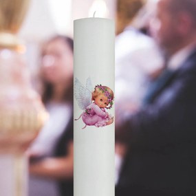 Lumanare Botez Ingeras Mov 7 cm, 60 cm