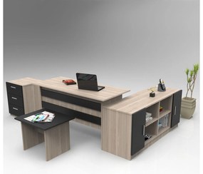 Set mobilier birou Volgenzo 13 (Stejar + negru). 1107159