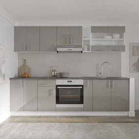 Set haaus V19, Gri Lucios/Alb, MDF, Blat Thermo 28 mm, L 260 cm