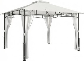 Outsunny Pavilion, 3x3,6 m rezistent la apă Stabil pavilion de grădină cu plasă anti-țânțari, acoperiș dublu, pentru grădină, terasă, Negru | Aosom Romania