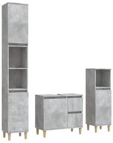 3185539 vidaXL Set dulapuri de baie, 3 piese, gri beton, lemn prelucrat