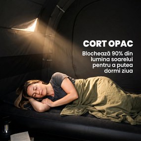 Outsunny Cort de Camping pentru 4-5 Persoane cu Capac Blackout, Cort Tunel Impermeabil cu Geantă de Transport, 460x230x180 cm, Kaki | Aosom Romania