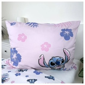 Lenjerie de pat pentru copii roz-deschis din bumbac pentru pat de o persoană 140x200 cm Lilo &amp; Stitch "Pink" – Jerry Fabrics