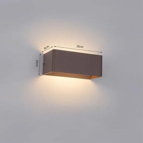 Brilagi - Aplică de perete LED DONNANI, 7W, 230V, 20 cm, maro, IP44