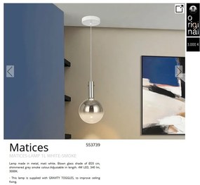Pendul LED design modern Matices alb/fumuriu