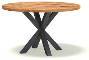 Masa rotunda cu blat din lemn de mango Basto 130x130x78 cm maro/negru