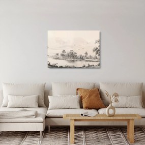Tablou pe sticlă - Vintage peisaj desen peisaj (70x50 cm)
