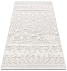 Covor ECO SISAL MOROC 22321 Triunghiurile, zigzag boho franjuri - structural bej / cremă