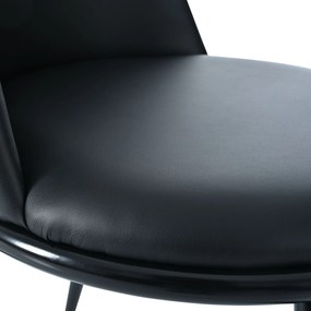 Set de 2 scaune de prânz ergonomice, șezut din piele PU, structură metalică, 44×41×88 cm, Negru