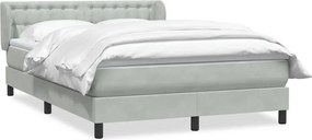 vidaXL Pat box spring cu saltea, gri deschis, 160x210 cm, catifea