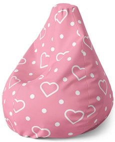 Sac de șezut Pear inimi și buline - pentru copii, roz