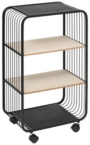 Raft mobil NOIR, 3 niveluri, metal, 43,3 x 28 x 74 cm