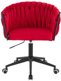 HR750K Scaun Roşu din Catifea cu Bază Neagră