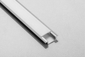 Set profil LED incastrat Glax GTV, din aluminiu, argintiu, cu guler lateral si dispersor alb mat, 2 m Aluminiu, L:2000 mm; l:22 mm; H:6.2 mm, Glax,