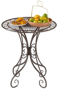 Outsunny Masă de grădină rotundă Ø 85 cm, masă de terasă cu cadru metalic, greutate suportată 50 kg, pentru interior și exterior, maro | Aosom Romania