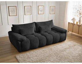 Canapea neagră cu tapițerie din chenille 264 cm Ivane – Bobochic Paris