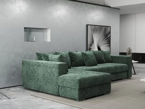 Colțar extensibil dumonde cu ladă de depozitare si sezut confortabil din spuma high-density, Gloria Euphoria Green 320x183 cm
