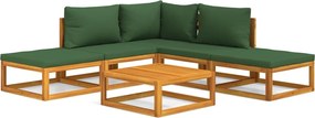 vidaXL Set mobilier de grădină cu perne verzi, 6 piese, lemn masiv