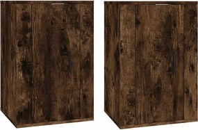 vidaXL Dulapuri TV montaj pe perete 2 buc stejar fumuriu 40x34,5x60 cm