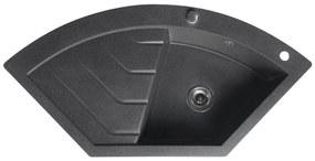 Sapho - Chiuvetă de colț din granit pentru bucătărie 114 x 57,5 cm, negru