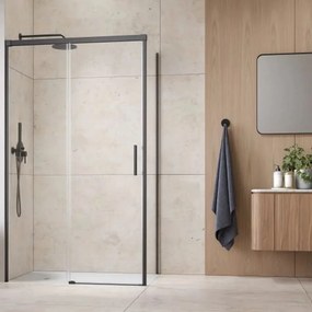 Cabina de dus dreptunghiulara cu usa glisanta Radaway Idea KDJ 110x90 cm finisaj GunMetal periat-transparent stanga