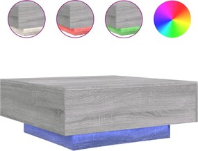 vidaXL Măsuță de cafea cu lumini LED, gri sonoma, 80x80x31 cm