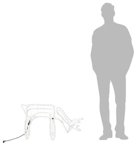Figurina ren de Craciun, 2 buc., alb cald, 73x31x45 cm