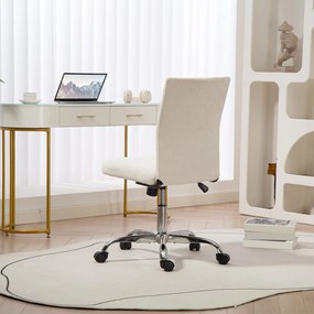 HOMCOM Scaun de birou fără accoudoirs, fauteuil de birou, înălțime reglabilă și pivotant 360°, 43 x 56 x 78-88 cm, crem | Aosom Romania