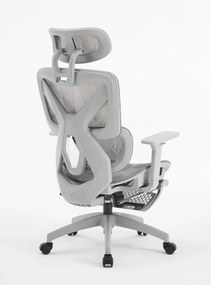 Scaun ergonomic, functie translatie sezut, cotiere 3D, tetiera 3D, suport lombar Adaptive, pivotant, suport picioare, Gri