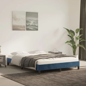 346980 vidaXL Cadru de pat, albastru închis, 140x200 cm, catifea