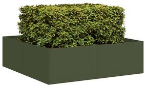vidaXL Jardinieră verde măsline 100x100x30 cm oțel